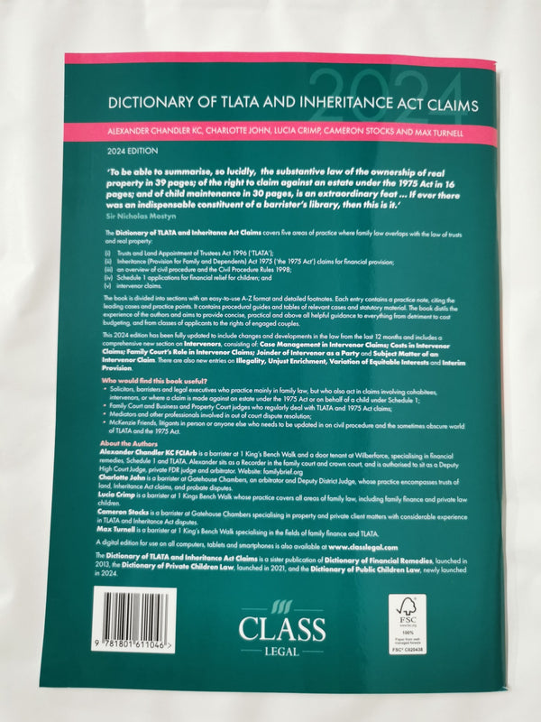 Dictionary of TLATA and Inheritance Act Claims 2024