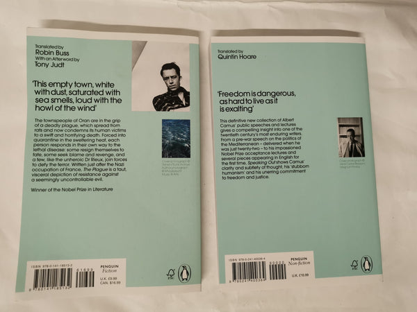 The Plague & Speaking Out by Albert Camus, Penguin Modern Classics Turquoise Sp.