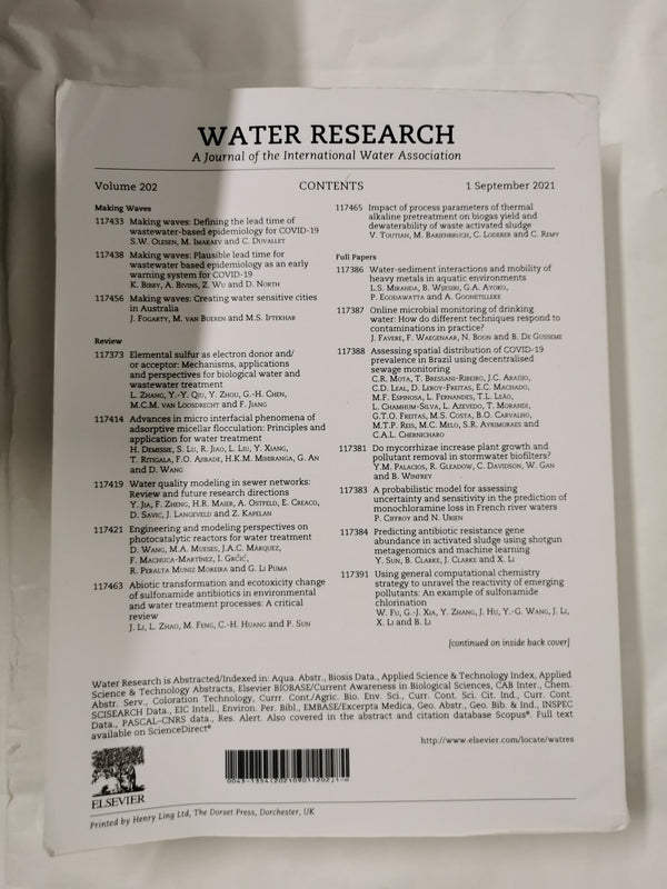 The International Water Association Journal Water Research V202 Sep 2021