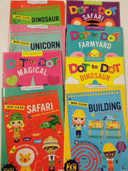 Pre-School / Reception Wipe Clean & Dot to Dot Activity Books x 8 & (3 Pens)