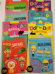 Pre-School / Reception Wipe Clean & Dot to Dot Activity Books x 8 & (3 Pens)