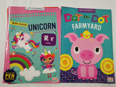 Pre-School / Reception Wipe Clean & Dot to Dot Activity Books x 8 & (3 Pens)