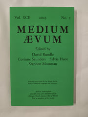 Medium Ævum Vol XCII 2023 No. 2, Edited by David Rundle, Corinne Saunders etc.