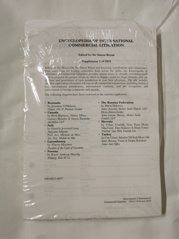Encyclopedia of International Commercial Litigation 2024/1 by Sir Simon Bryan