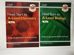 Head Start to A-Level Chemistry & Head Start to A-Level Biology (2 Books, CGP)