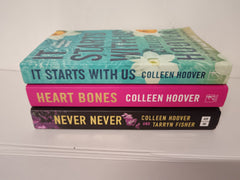 3 Colleen Hoover Bestsellers: Never Never, Heart Bones, It Starts With Us