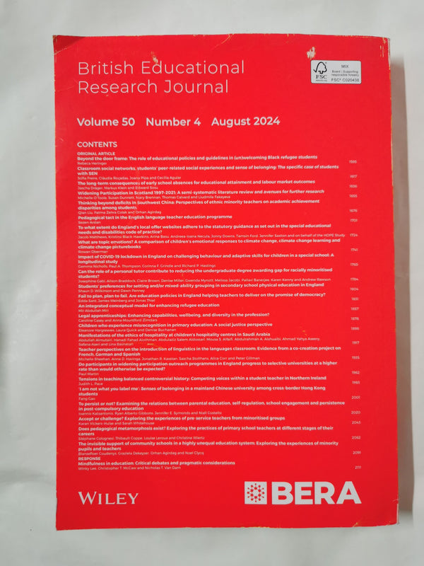 British Educational Research Journal Aug 2024 Vol L No. 4