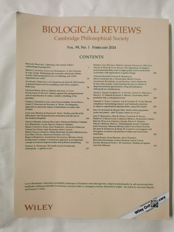 Biological Reviews Vol 99 Number 1 February 2024