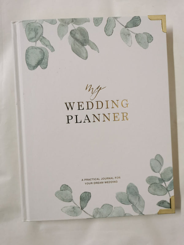 Cover of Luxury Eucalyptus Wedding Planner Book with Gilded Edges