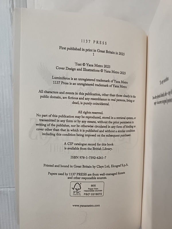 LUMINIFEROS: The Omen of Light: 1 by Yana Metro *SIGNED*