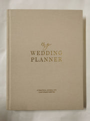 Ivory Cloth Wedding Planner Book with Gold Foil and Gilded Edges