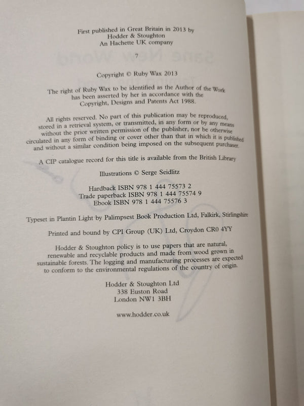 Sane New World: Taming the Mind *Signed*