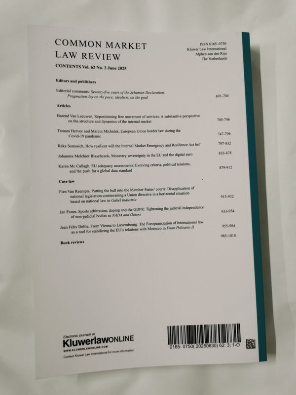 Common Market Law Review Vol 62 No.3 June 2025