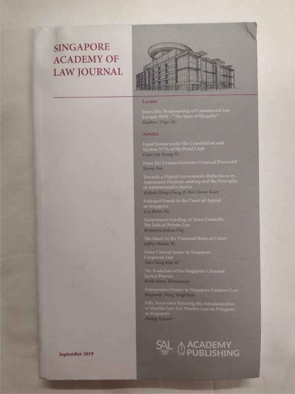 The Singapore Academy of Law Journal (“SAcLJ”) September 2019