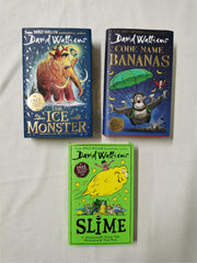 David Walliams Hardback 3 Book Bundle - The Ice Monster, Codename Bananas, Slime