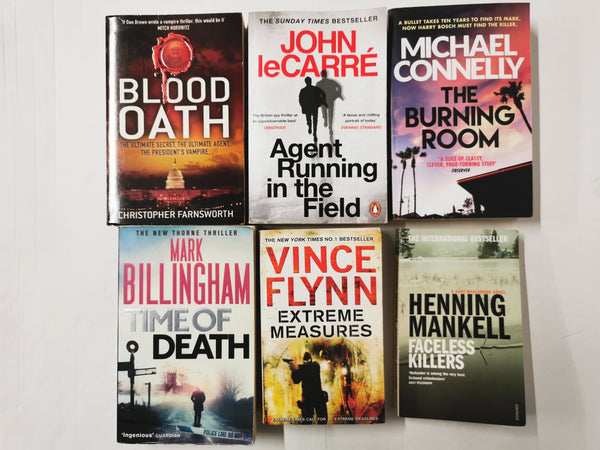 6 Used Fiction Books for Men - Action, Crime, Thriller