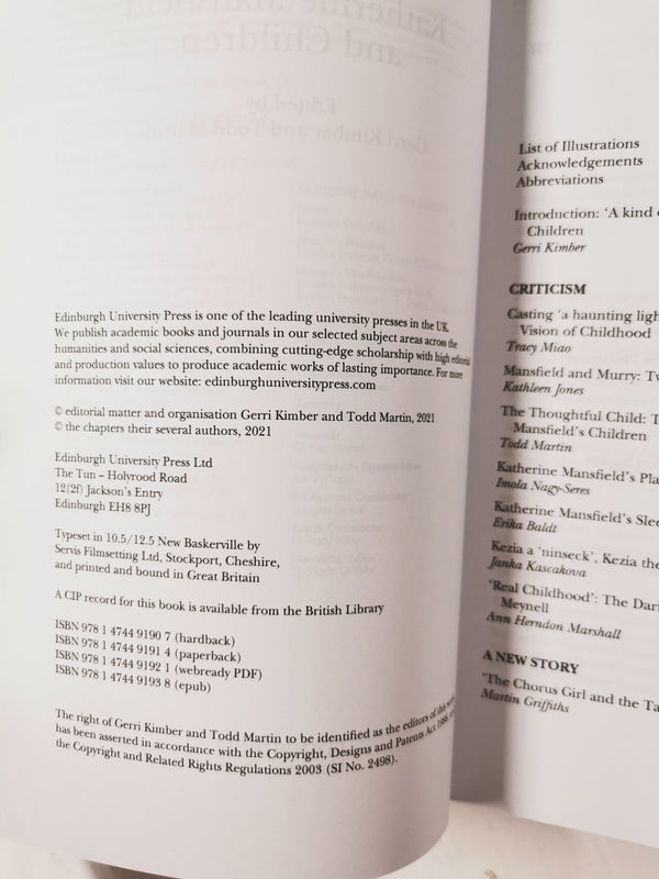 Katherine Mansfield and Children Edited by Gerri Kimber & Todd Martin -Paperback