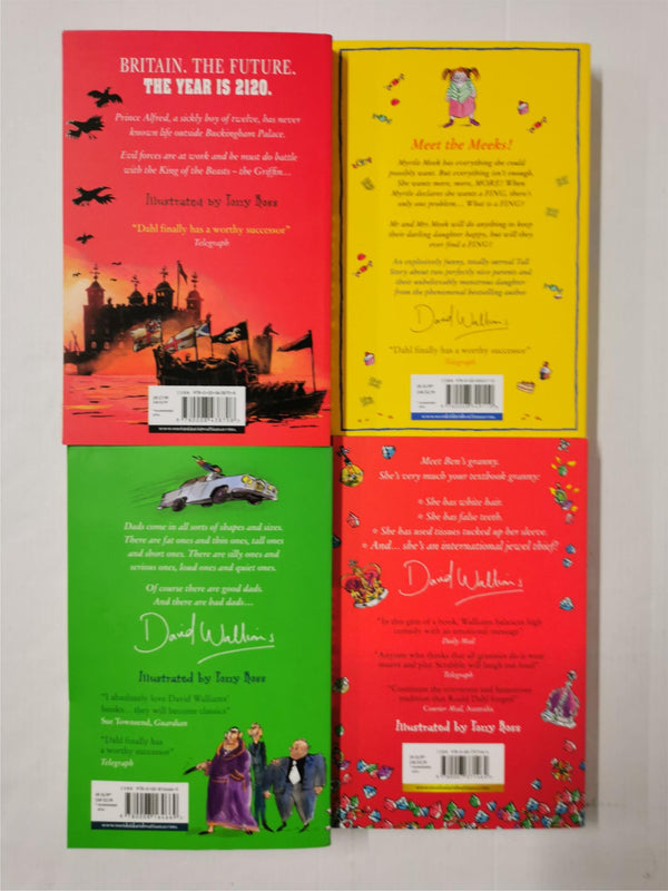David Walliams 4 Book Set - Fing, Bad Dad, Gansta Granny & Beast of Buckingham..