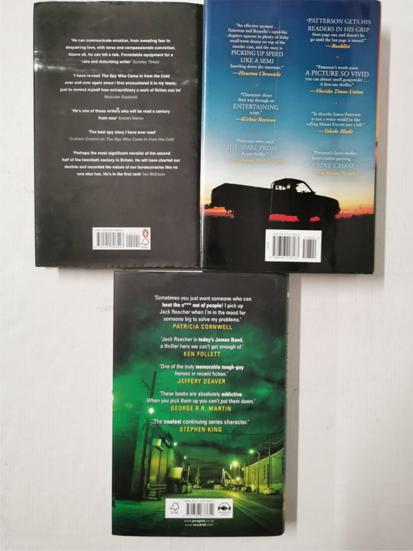 3 Hardback Fiction Books - Thriller - John le Carré, James Patterson, Lee Child