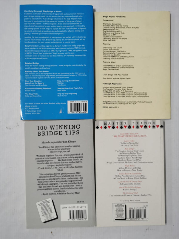 4 Bridge Books - Learning Bridge, Play Bridge at Home, 100 Winning Bridge Tips