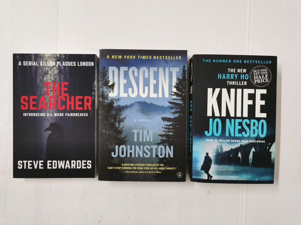 3 Page-Turning Thrillers! includes Knife by Jo Nesbo Plus The Searcher & Descent