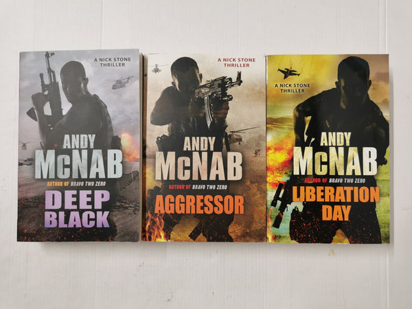 3 x Nick Stone Thrillers by Andy McNab - Liberation Day, Deep Black & Aggressor