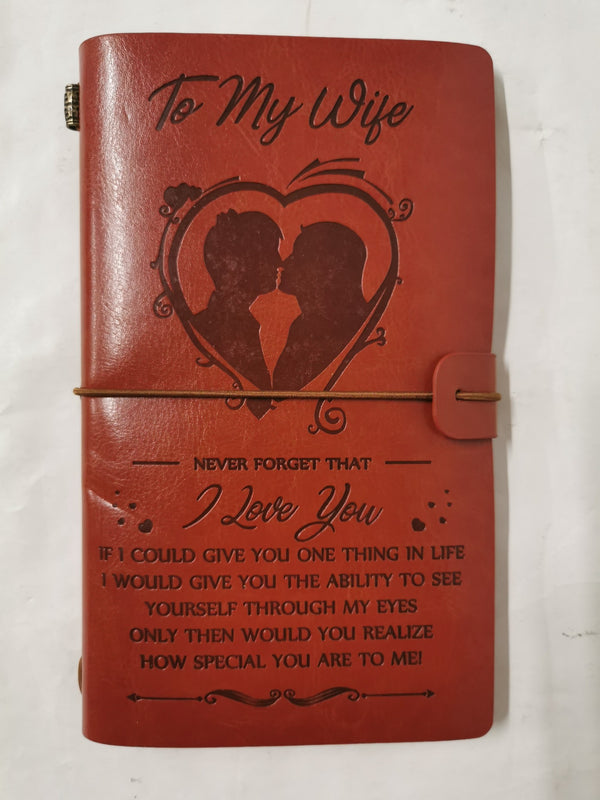 To My Wife, Engraved Leather Journal / Notebook - Wedding, Birthday, Anniversary