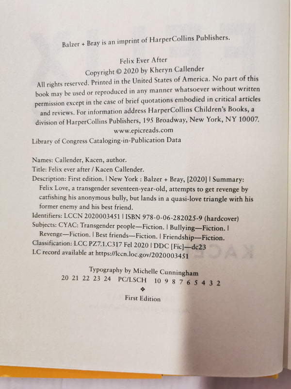 Felix Ever After by Kacen Callender (Hardcover, 2020) *First Edition*