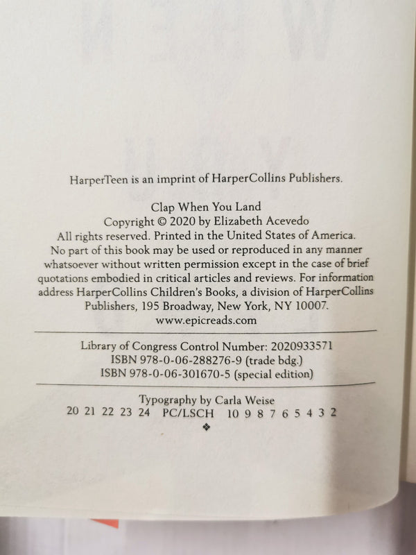 Clap When You Land by Elizabeth Acevedo (Hardcover 2020)