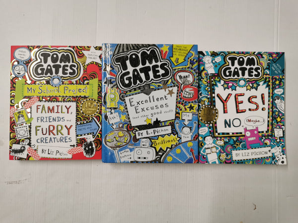 Bundle Of 3 x Tom Gates Books By L. Pichon inc. Excellent Excuses etc