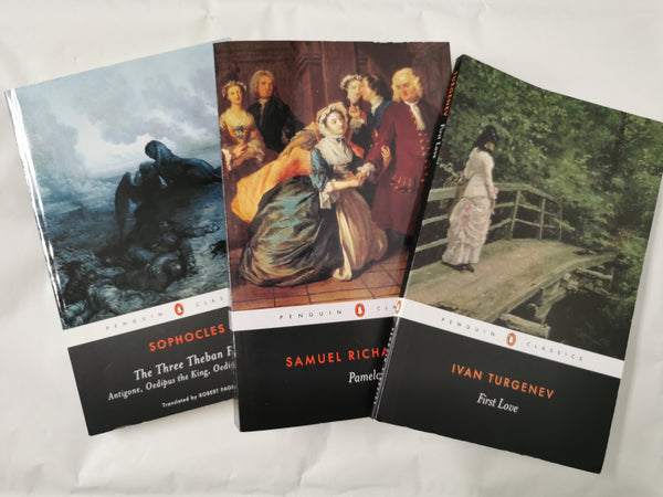 3 PENGUIN CLASSICS Books - Pamela, First Love & The Three Theban Plays