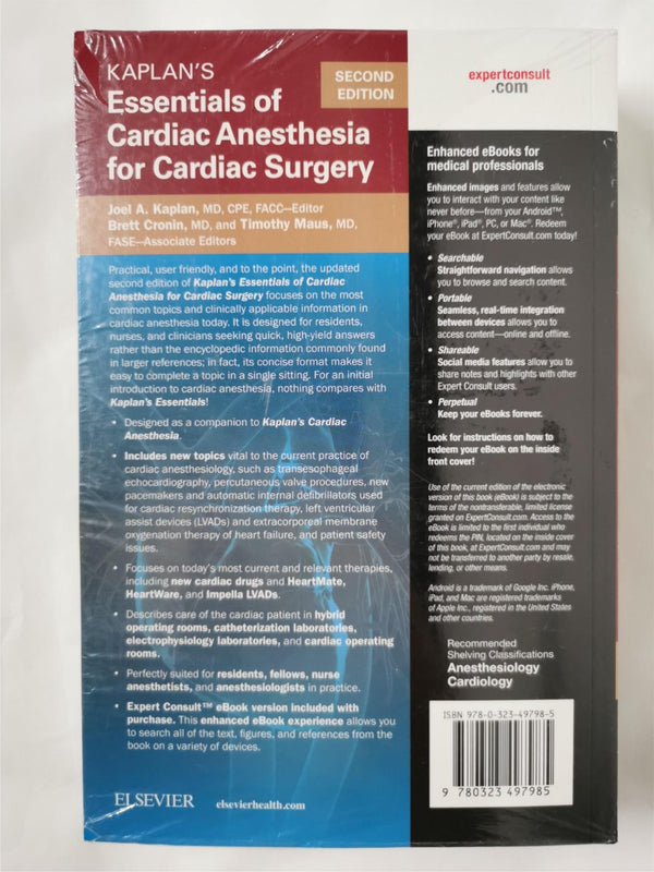 Kaplan's Essentials of Cardiac Anesthesia by Joel A. Kaplan Paperback *Sealed*