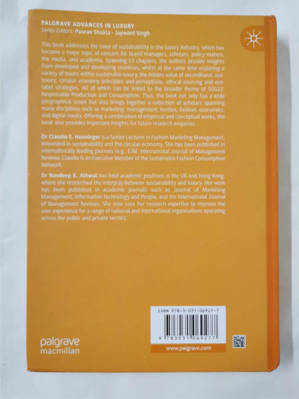 Sustainable Luxury : An International Perspective  by Navdeep Athwal Hardcover