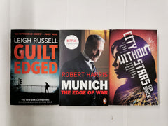 3 Book Thriller Bundle: Munich (Robert Harris), City Without Stars, Guilt Edged