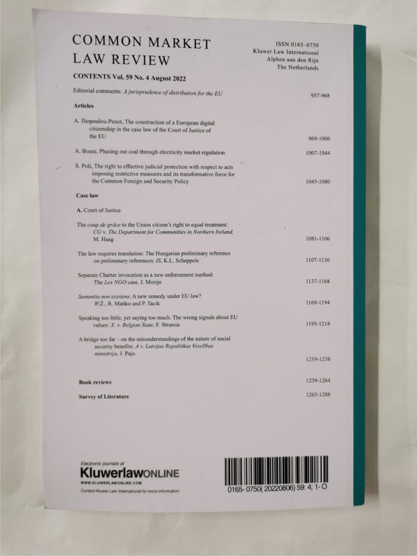 Common Market Law Review Vol59 No. 4 Aug 2022 by  Alison McDonnell