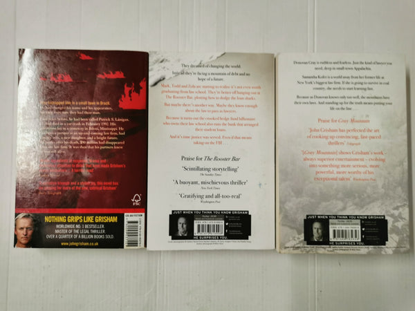 3 x John Grisham Bestsellers! The Rooster Bar, Gray Mountain & The Partner