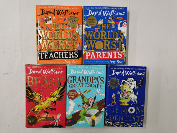 Bundle of 5 David Walliams Books, Includes Demon Dentist & The World's Worst...