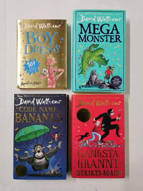 4 David Walliams Books Inc: Megamonster, Code Name Bananas, The Boy in the Dress