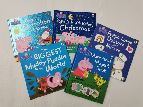 Bundle of 5 Peppa Pig Stories Inc Doctors and Nurses & Marvellous Magnets