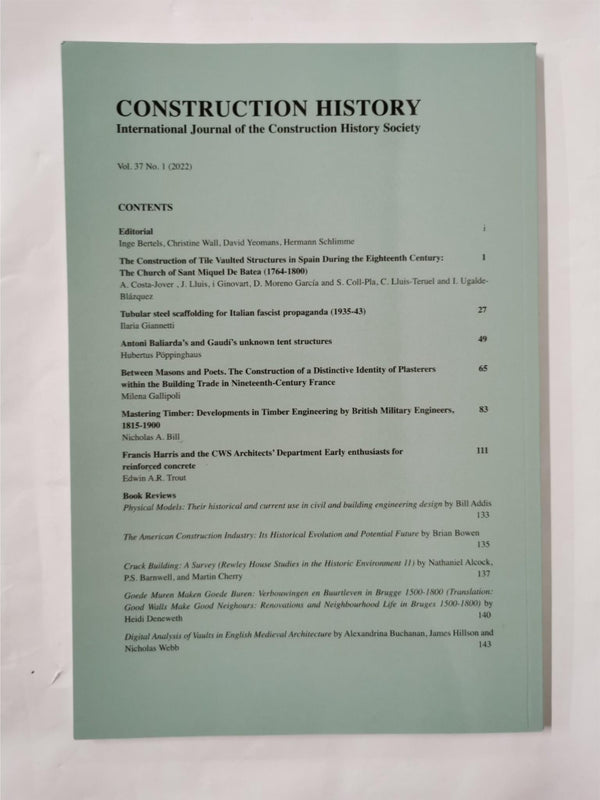 The International Journal of the Construction History Society Vol 37 No. 1 2002