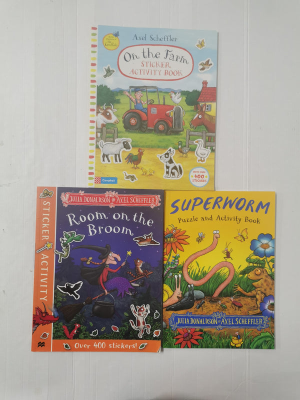 3 x Julia Donaldson/Axel Scheffler Activity Books: Room On the Broom, Superworm