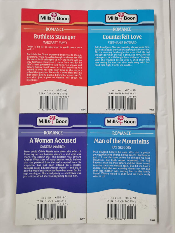Mills & Boon 4 Book Set Inc Ruthless stranger etc Vintage