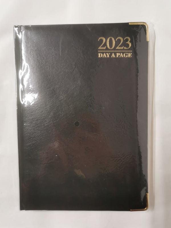 Luxury 2023 Day to Page Diary Padded-Front & Hardback Cover Gilt Edges A5 Black