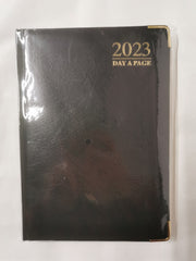 Luxury 2023 Day to Page Diary Padded-Front & Hardback Cover Gilt Edges A5 Black