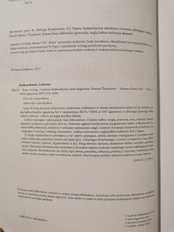 Essay writing (Prieš egzaminą) - English for Lithuanians