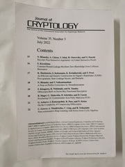 Journal of Cryptology Volume 35, Issue 3 Jul 2022 ISSN 0933-2790