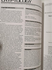 Journal of Cryptology Volume 35, Issue 3 Jul 2022 ISSN 0933-2790