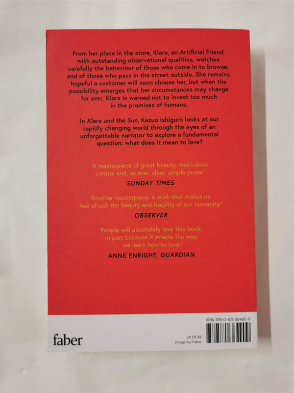 Faber & Faber Klara and the Sun by Kazuo Ishiguro Book