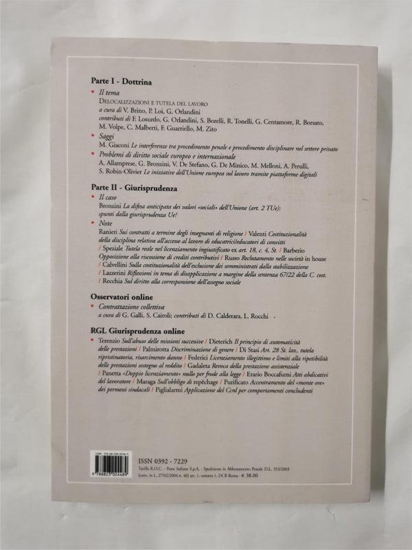 Rivista Giurdica Del Lavoro Luglio-settembre 3/2022