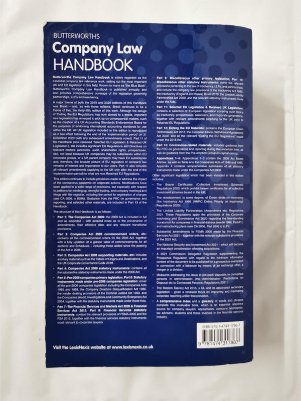Butterworths Company Law Handbook 35th Edition Paperback by Brenda Hannigan